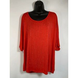 Valerie Bertinelli Woman 3/4 Sleeve Embellished Shirt